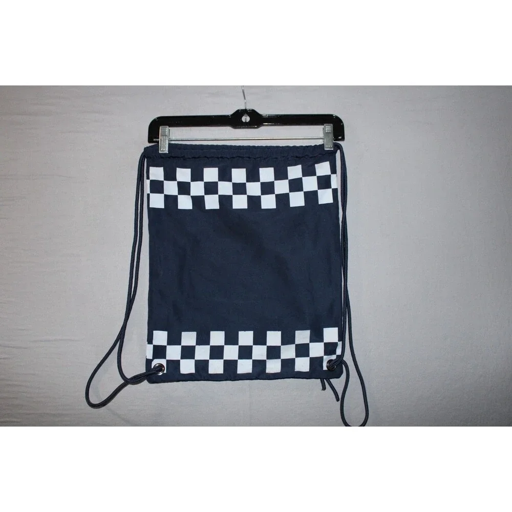 Hollister Blue Checkered Logo Draw String Athletic Bag